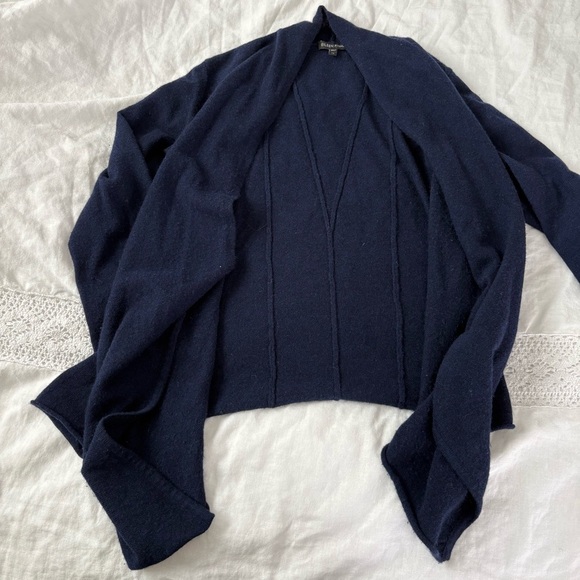 Eileen‎ Fisher XS Open Front 100% cashmere Cardigan Navy blue asymmetrical - Picture 3 of 5